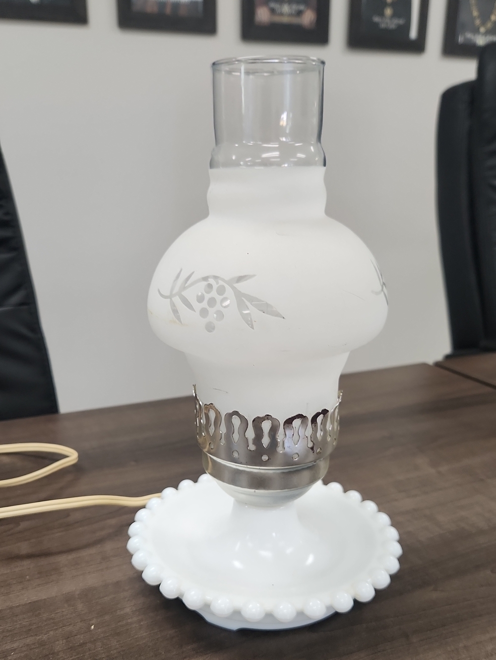 Milk Glass Hurricane Lamp